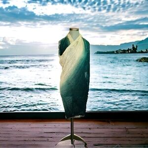 Women’s Fringe Scarf MOSSIMO Grey Print Shawl Mesh Wrap Shawl Beach Dress Sarong